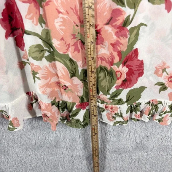 Reformation Christine Dress Etienne Pink Floral Size 12 White Ruffle Sweetheart - Picture 3 of 8